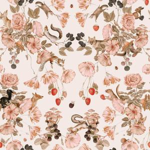 deko-tap-191-baby-wallpaper-dekornik-animals-secret-funlife-pink-salmon-beige-brown-280x100-cm