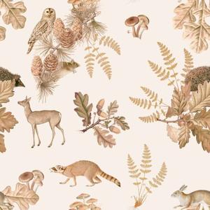 deko-tap-197-baby-wallpaper-dekornik-autumn-forest-with-animals-beige-brown-280x100-cm