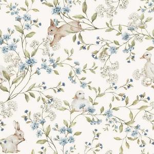 deko-tap-407-baby-wallpaper-dekornik-meadow-friends-with-ducks-and-bunnies-beige-green-280x50-cm