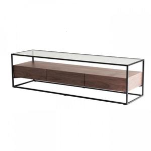 helix-mt3t-metal-tv-unit-with-glass-and-walnut-veneer-3-drawers-zago-helix-brown-150x40x40-cm