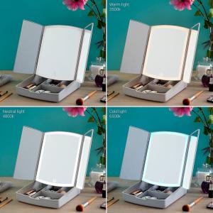 v0103402-foldable-led-mirror-with-3-in-1-make-up-organizer-innovagoods-panomir-grey-one-size